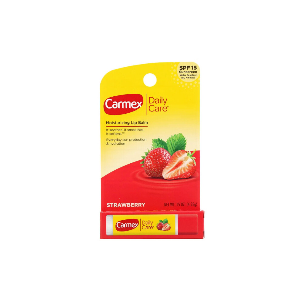 Carmex, Daily Care, Moisturizing Lip Balm, Strawberry, SPF 15, 4.25g