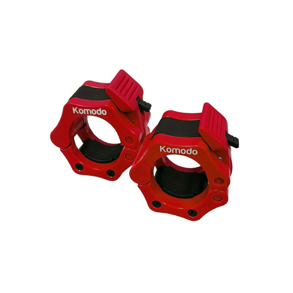 (Red) Olympic Barbell Collars 2 inch Dumbell Bar Clamps