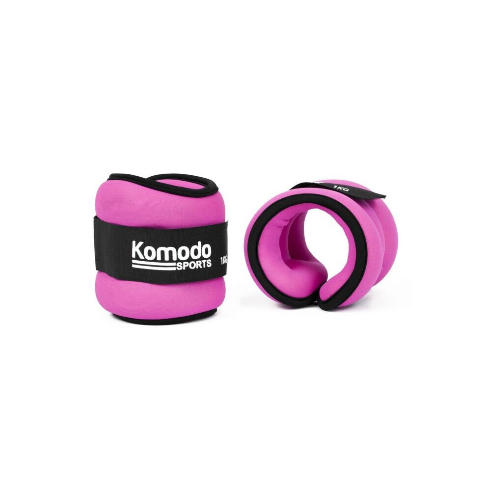 (2 x 1kg = 2kg) Pink Neoprene Ankle Weights Running Training Wrist