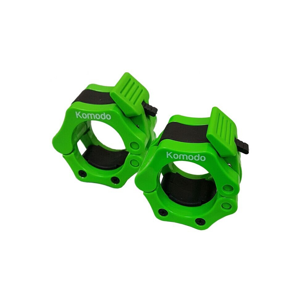 (Green) Olympic Barbell Collars 2 inch Dumbell Bar Clamps