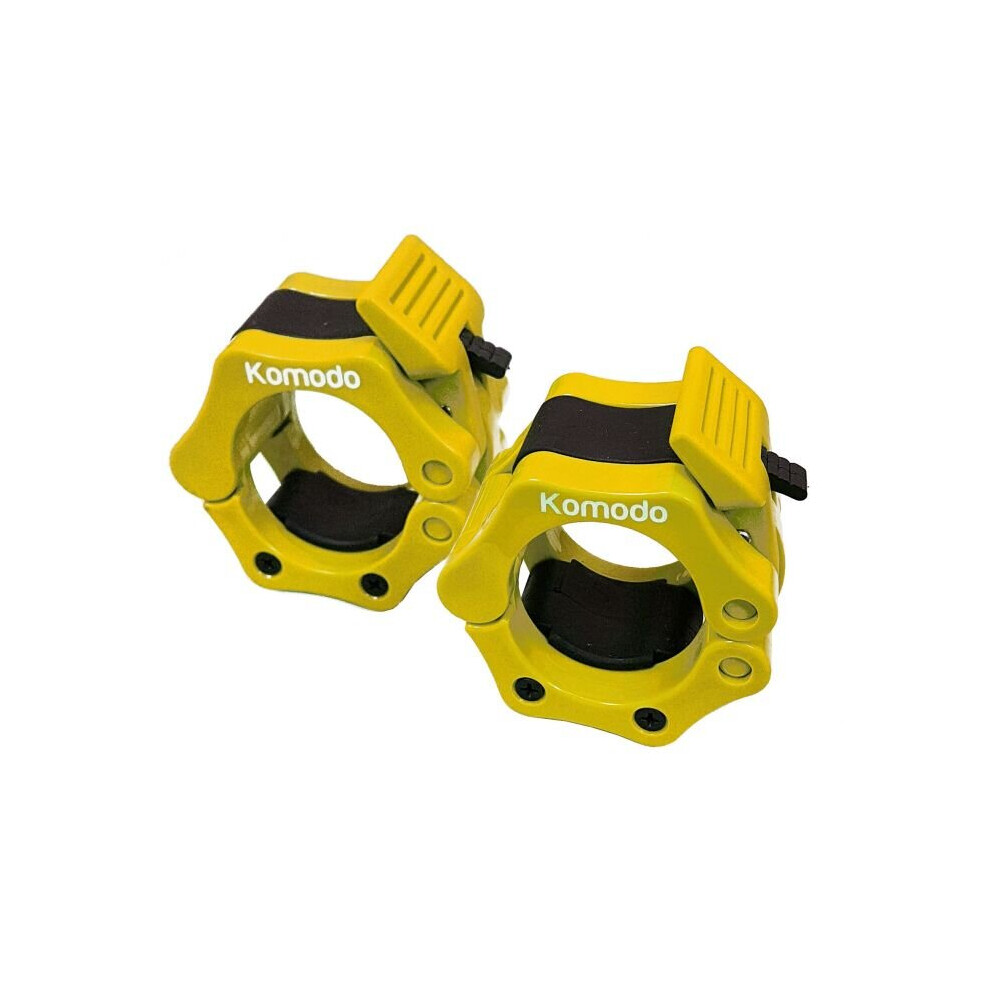 (Yellow) Olympic Barbell Collars 2 inch Dumbell Bar Clamps