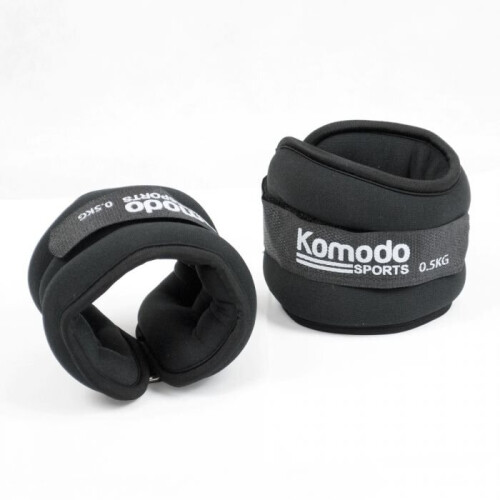 Komodo (2 x 0.5kg = 1kg) Black Neoprene Ankle Weights Run Training Wrist
