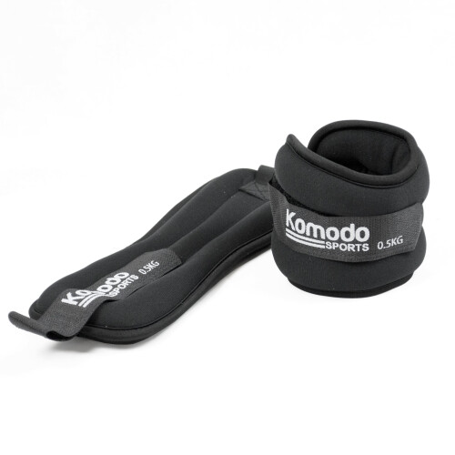 Komodo (2 x 0.5kg = 1kg) Black Neoprene Ankle Weights Run Training Wrist 2