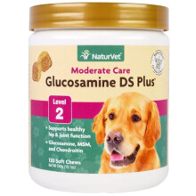 NaturVet, Glucosamină DS Plus, + Hialuronică și MSM, Pentru Câini și Pisici, Nivel 2, 120 Băuturi Moale, 10,1 oz (288 g)
