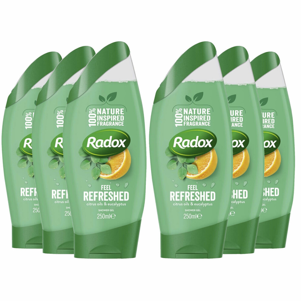 Radox Nature Inspired Fragrance Shower Gel, Feel Refreshed, 6 Pack