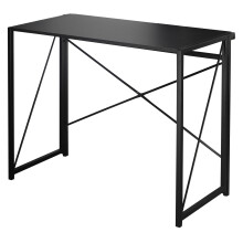 (Black) URBNLIVING Industrial-Style Wooden Table | Foldable Office Desk