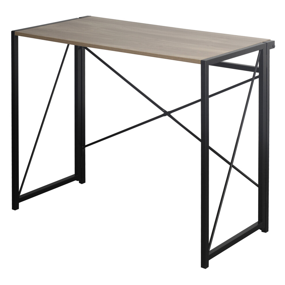 (Brown) URBNLIVING Industrial-Style Wooden Table | Foldable Office Desk