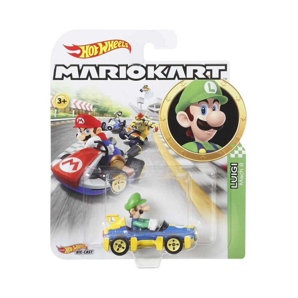 Hot Wheels (Luigi) Mario Standard Kart Gbg25, Collectible Vehicle Toy