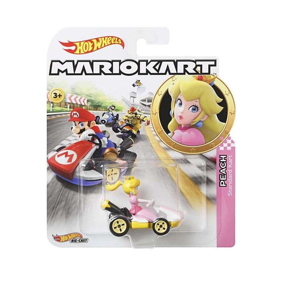 (Princess Peach) Hot Wheels Mario Standard Kart GBG25, Collectible Vehicle Toy