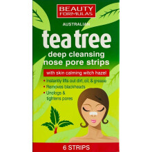 (Tea Tree x 6) Beaurty Formulas Charcoal Tea Tree Gold Nose Pore Strips x 6