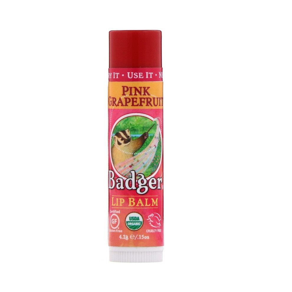 Badger Company Pink Organic, Lip Balm, Grapefruit, 4.2G