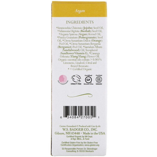 Badger Company, Argan Face Oil, 29.5ml 1