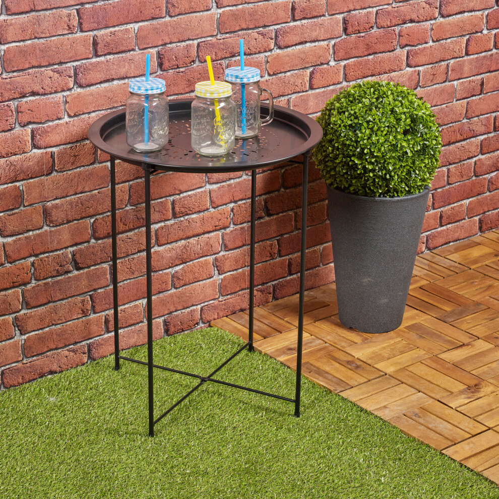 (Black) Round Folding Table | Outdoor Metal Garden Furniture-image-OPC-P5TYMCD-NEW
