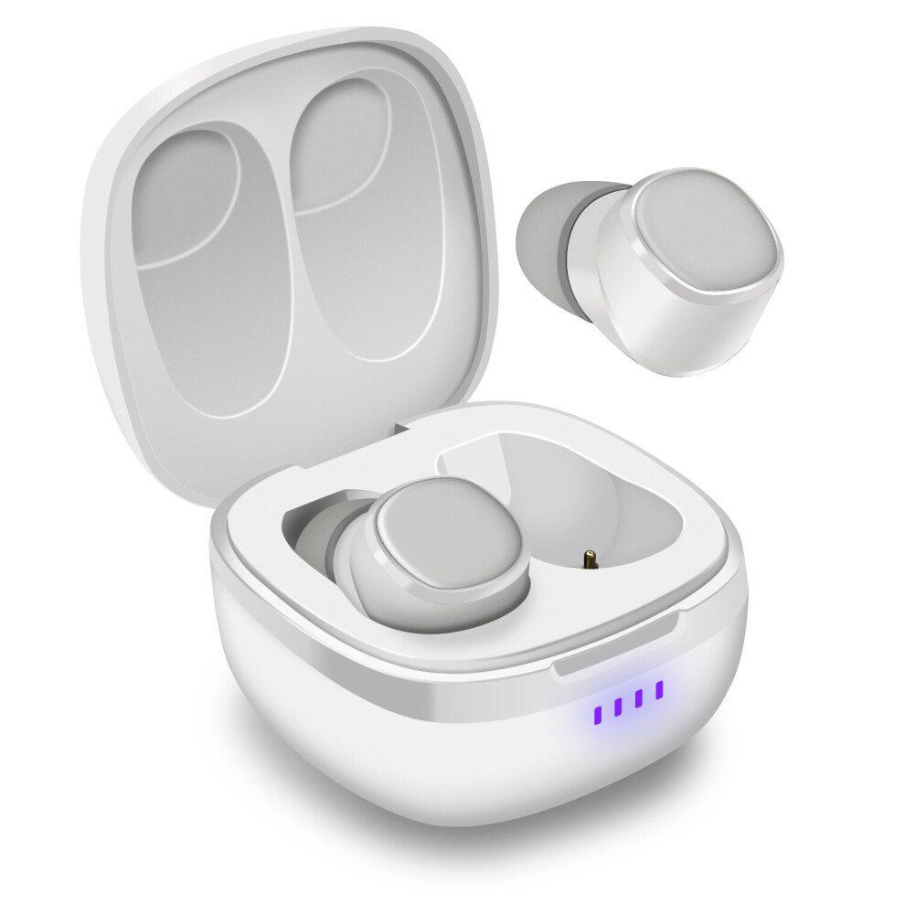 (White) Bluetooth 5.0 TWS EarBuds - Portable Charging Case, IPX6, 25H Playtime, DSP