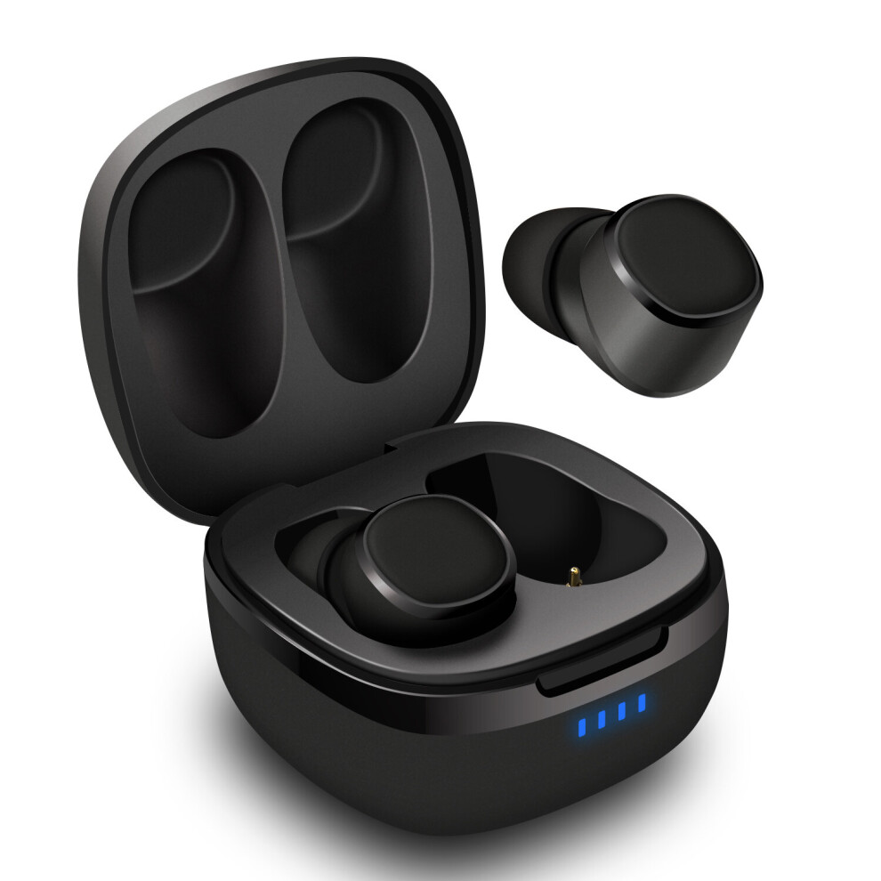 (Black) Bluetooth 5.0 TWS EarBuds - Portable Charging Case, IPX6, 25H Playtime, DSP