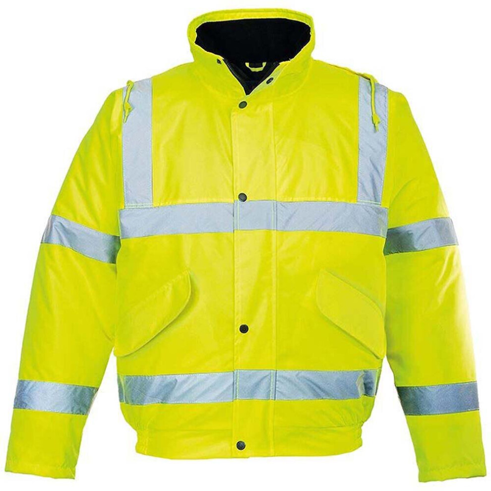 (3XL, Yellow) Portwest Unisex Hi-Vis Bomber Jacket (S463) / Workwear / Safetywear