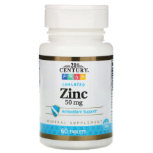 21st Century, Chelátovaný zinek, 50 mg, 60 tabletek