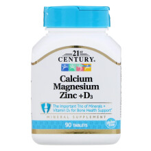 21st Century, Calciu Magnesium Zinc + D3, 90 Tablete