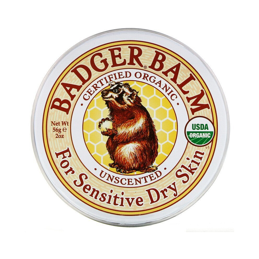 Badger Company Badger Balm Unscented 56G For Sensitive Dry Skin - Organic, Cruelty-Free, Leaping Bunny Certified