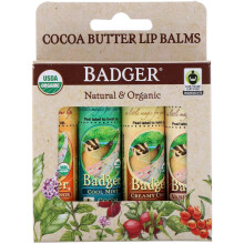 Badger, Cocoa Butter Lip Balms Set, 4 Pack, 0.25 oz (7 g) Each