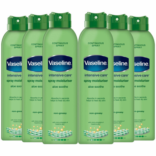 Vaseline Vaseline Intensive Care Spray Moisturizer, Aloe Soothe, 6 Pack, 190ml