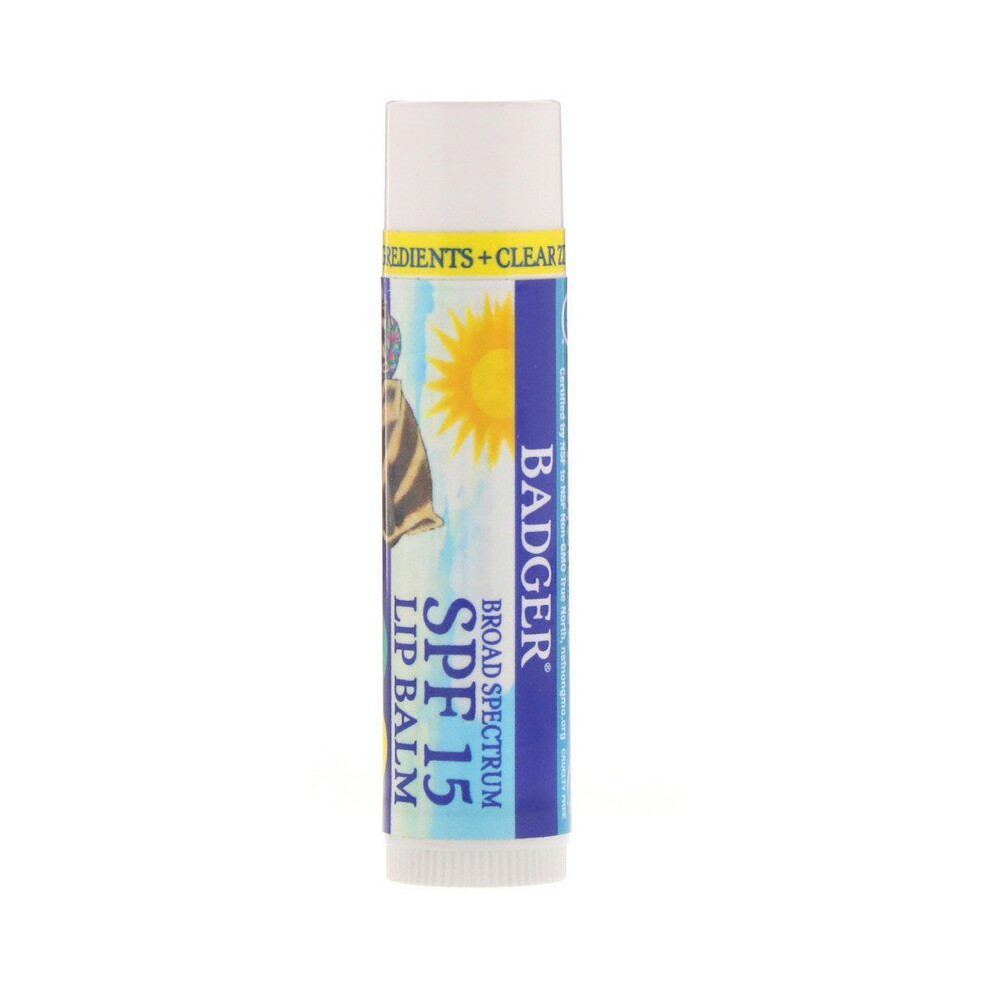 Badger Company, Lip Balm, Clear Zinc, Unscented, SPF 15, 4.2g