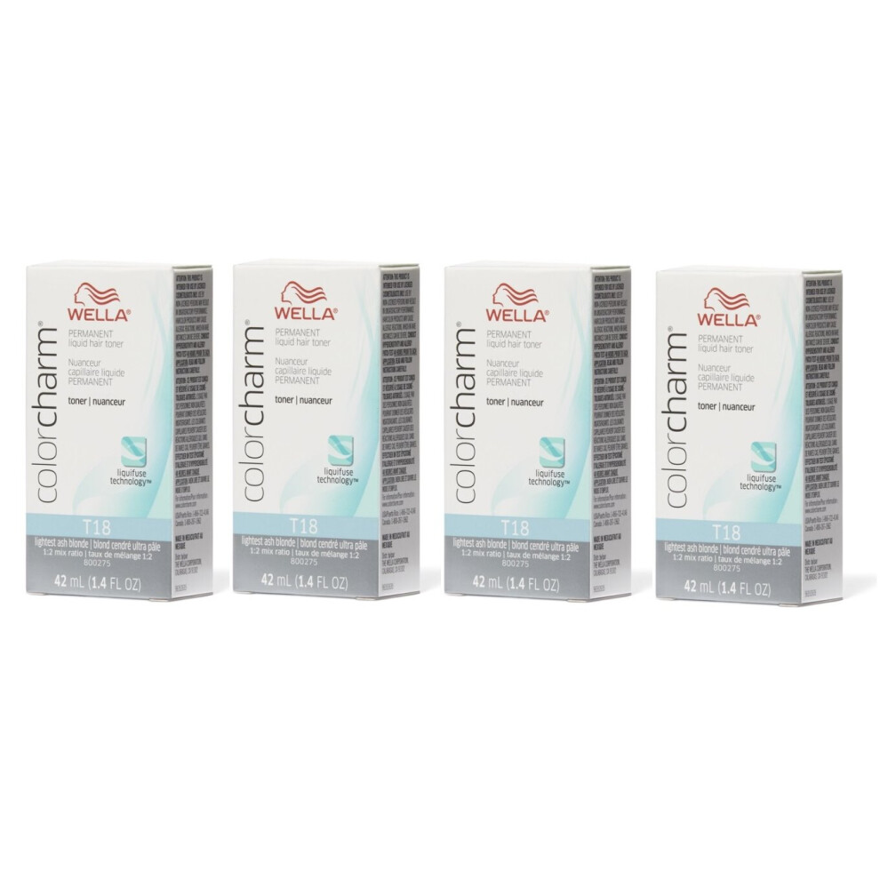 (4pk Lightest Ash Blonde) Wella Blonde Colour Charm | Permanent Liquid Hair Toners