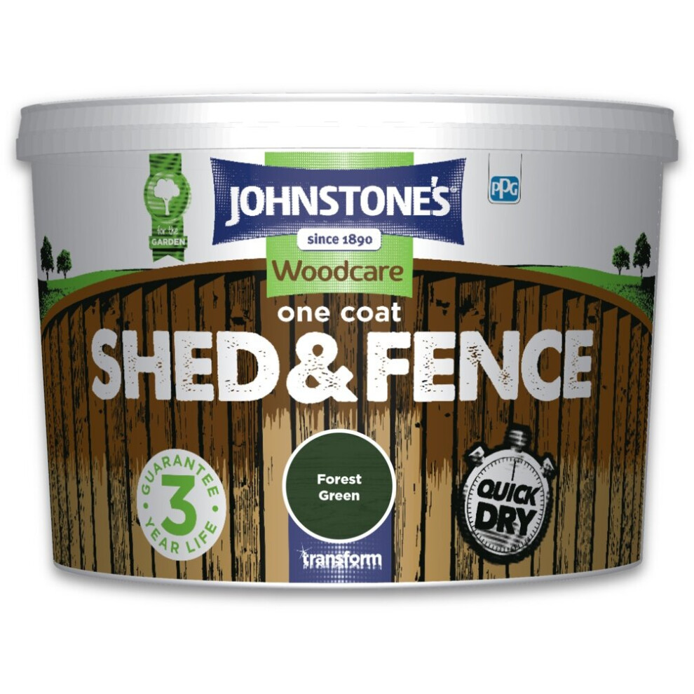 (Forest Green, 9L) Johnstones One Coat Shed And Fence