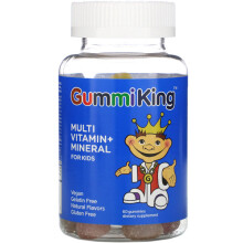 GummiKing, Multivitamin + Mineral für Kinder, Erdbeere, Orange, Zitrone, Grape und Grapefruit, 60 Gummibärchen