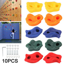 10PC Textured Resin Bolt On Climbing Frame Rock Wall Grab Holds Grip 80mm Stones