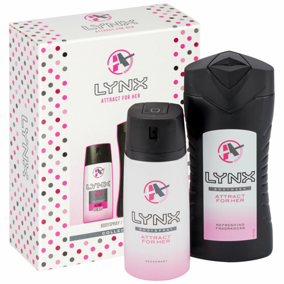 Lynx Attract for Her Body Wash 250ml & Body Spray 150ml Duo