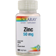 Solaray, Zinek, 50 mg, 100 VegCaps