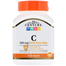 21st Century, Vitamiini C hedelmäpenssein kanssa, 500 mg, 110 tablettia