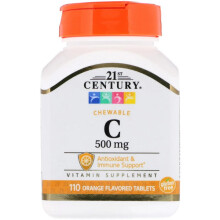 21st Century, Kusadlový C, Oranžová chuť, 500 mg, 110 Tabletiek