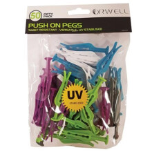 Orwell Push On Extra Strong Plastic Pegs - 50 Pack│Laundry Clothes Lines Clips