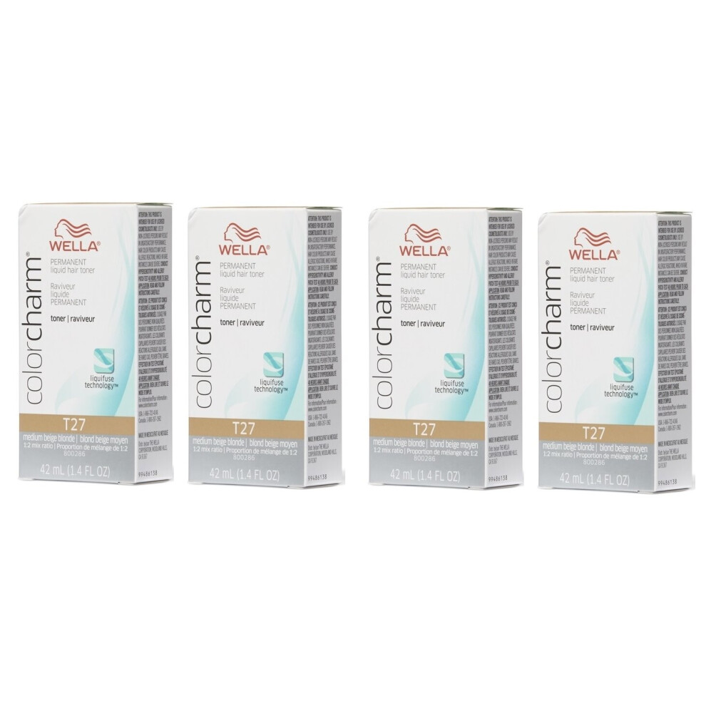 (4 pk Medium Beige) Wella Blonde Colour Charm | Permanent Liquid Hair Toners