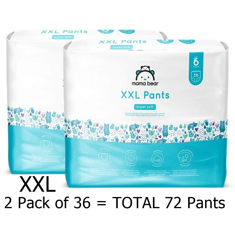 Mama Bear XXL Nappy Pants - Size 6 (18-30kg) , 2 packs of 36 Total 72 Pants