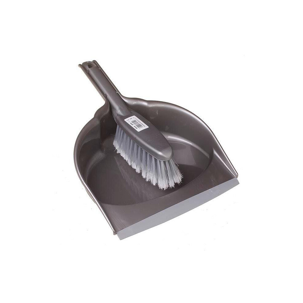 Leecroft Dustpan & Soft Bristles Brush Set│22.5 cm (W)│Grey│For Easy Clean