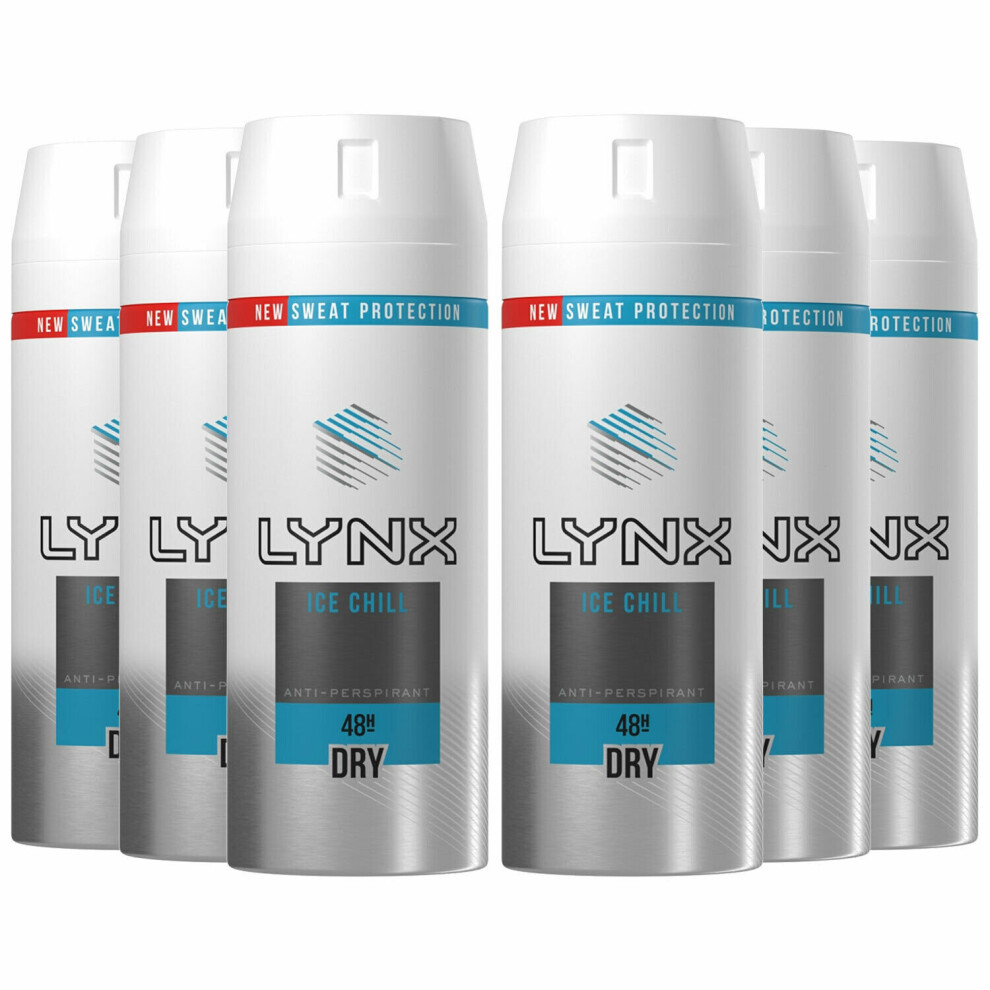 Lynx 48H Anti-Perspirant Body Deodorant, Ice Chill, 6 Pack, 150Ml