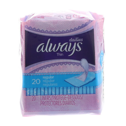 Always Always, Thin Dailies, Regular, 20 Liners