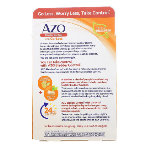 Azo, Controle da Bexiga com Go-Less, 72 Cápsulas 2