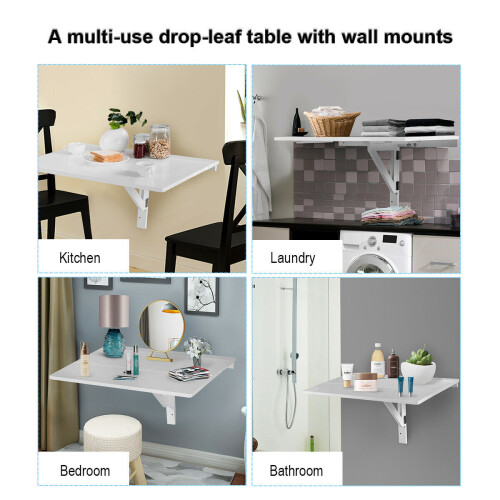 Goplus Wood Folding Wall-mounted Drop-leaf Table Kitchen Desk Dining Table 2