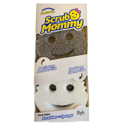 Scrub Mommy Grey White FlexTexture Scrubber & Sponge Twin Pack