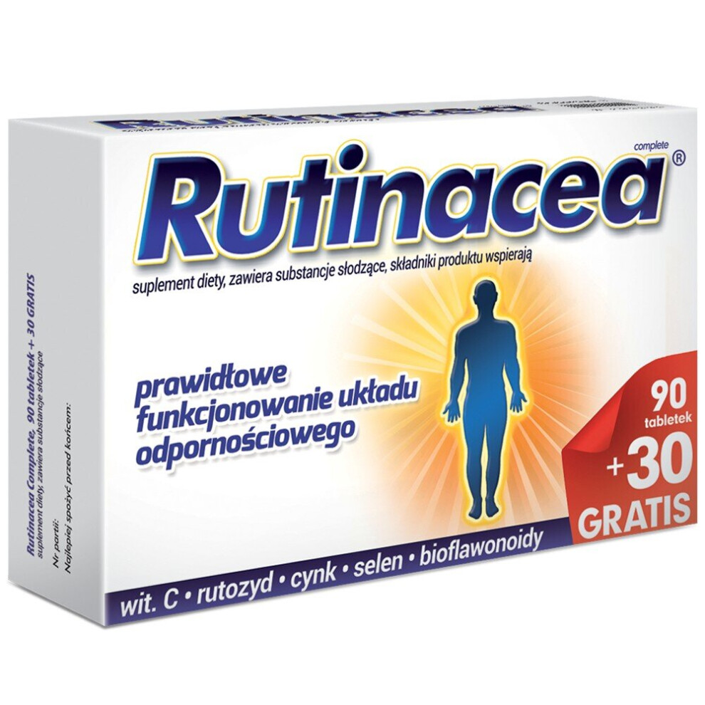 Polskie Suplementy Rutinacea Complete 120 Tab Obnizona Odpornosc Grypa Przeziebienie 90 + 30 Tab