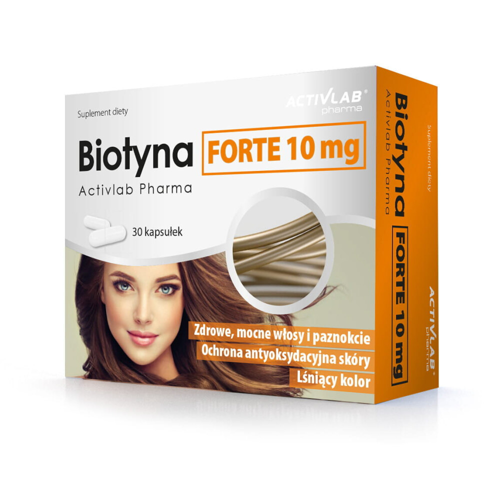 Polskie Suplementy Biotyna Forte 30 Kaps Activlab Pharma Biotin Healthy Skin Hair Nails Biotebal