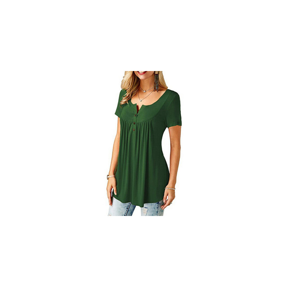 (22, Green) Women's Summer Short Sleeve Blouse T Shirt Tunic Tops Casual Loose Swing Flared Tee Shirts Plus Size 8-22