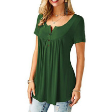 (20, Green) Women's Summer Short Sleeve Blouse T Shirt Tunic Tops Casual Loose Swing Flared Tee Shirts Plus Size 8-22