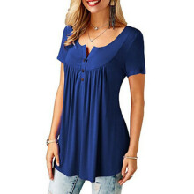 (14, Royal Blue) Women's Summer Short Sleeve Blouse T Shirt Tunic Tops Casual Loose Swing Flared Tee Shirts Plus Size 8-22