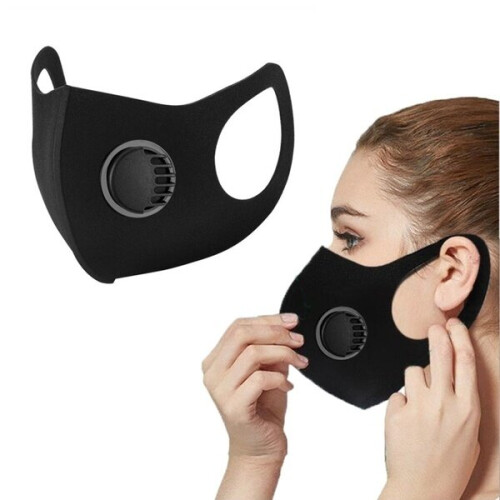 Schwarze waschbare wiederverwendbare Gesichtsmaske mit Ventil 1