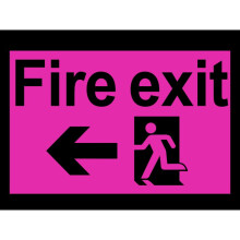 Scan Fire Exit Running Man Arrow Left - PVC 300 x 200mm SCA1506